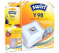 PakTrade 8 Vacuum Cleaner Bags + Deodorant Beads Compatible with Dirt Devil M 1550... 1554 - Swiffy | Compatible with Swirl Y98 - Y 98 | 8 Bags, Air Freshener, Accessories, Spare Parts