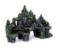 PakyKai Large Fish Tank Decorations, Mountain View Aquarium Ornament Tree House Cave Bridge Fish Tank Decoration