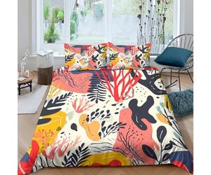 PAKZJXQRF 3D Print Soft Microfibre Abstract coral reef Quilt Cover Set Skin-Friendly Bedding Set w/Pillowcase Colorful tropical Bed Quilt Cover All Season for Boys Girls Kids Double（200x200cm）