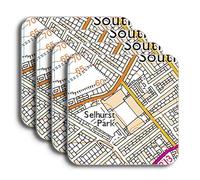 Palace Football Ground Map Coaster Set, Selhurst Park Stadium Map Set of 4 Coasters, Coaster Gift Set for Palace Supporter