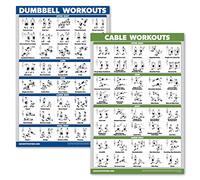 Palace Learning 2 Pack: Dumbbell Workout Poster + Cable Machine Exercise Routine - Set of 2 Workout Charts (LAMINATED, 18" x 24")
