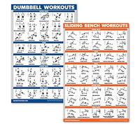 Palace Learning 2 Pack - Dumbbell Workouts and Sliding Bench Exercise Poster Set - Compatible with Total Gym & Weider Ultimate Body Works (Laminated, 18" x 24")