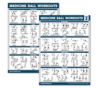 Palace Learning 2 Pack - Medicine Ball Workouts Volume 1 & 2 Exercise Poster Set - Fitness Charts (18" x 24", LAMINATED)