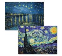 Palace Learning 2 Pack - The Starry Night 1889 & Starry Night Over the Rhone by Vincent Van Gogh - Fine Art Poster Prints (LAMINATED, 18' X 24")