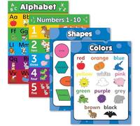 Palace Learning 4 pack - ABC Alphabet + Numbers 1-10 + Shapes + Colors Poster Set - Toddler Educational Charts (LAMINATED, 18" x 24")