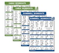 Palace Learning 4 Pack - Cable Machine Workout Posters Volume 1 & 2 + Dumbbell Exercises Chart Volume 1 & 2 (LAMINATED, 18" x 24")