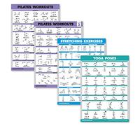 Palace Learning 4 Pack - Pilates Workout Volume 1 & 2 + Stretching + Yoga Poses - Exercise Poster Set (18 x 24, LAMINATED)