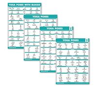 Palace Learning 4 Pack - Yoga Poses Poster Volume 1, 2 & 3 + Yoga Positions with Yoga Blocks - Beginner Yoga Position Exercise Charts - English and Sanskrit Names (18 x 24, LAMINATED)