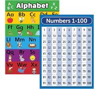 Palace Learning LAMINATED ABC Alphabet & Numbers 1-100 Poster Chart Set (LAMINATED 18" x 24")