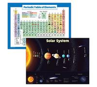 Palace Learning LAMINATED Solar System Poster & Periodic Table of Elements Chart for Kids - 2 Poster Set (18" x 24")