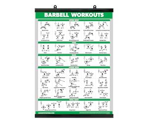 Palace Learning QUICKFIT Barbell Workout Exercise Poster - (Laminated, 18" x 24") for Kids Room (with Plastic Frame)