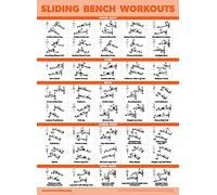 Palace Learning Sliding Bench Workout Poster - Compatible with Total Gym, Weider Ultimate Body Works - Incline Bench Exercise Chart [LIGHT] (LAMINATED, 18” x 24”)