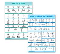 Palace Learning Yoga and Stretching Exercise Posters - 2 Pack Laminated Board Set - Yoga Positions and Stretching [Light] (Laminate, 18" x 24")