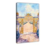 Palace of Versailles Watercolor Poster Versailles Travel Print France Wall Art Decor Royal Garden Scene Historic Castle Print Frame 16x24inch