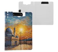 Palace Painting Clipboard a4 Clip Board Foldover Document Folder Files for Paperwork with Clips Lightweight Plastic