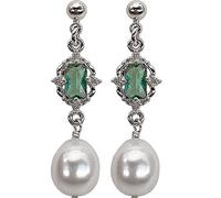 Palace Style Emerald Crystal Earrings Women Pearl Tassel High-end Generous Party Jewelry