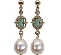 Palace Style Emerald Crystal Earrings Women Pearl Tassel High-end Generous Party Jewelry