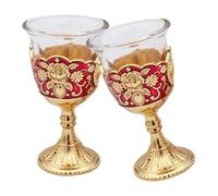 Palace Style White Wine Glass - Large Wine Glasses Set, Large Vintage Goblets | Retro Embossed Metal Wine Cup for Home Kitchen Weddings