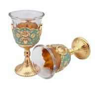 Palace Style White Wine Glass - Large Wine Glasses Set, Large Vintage Goblets | Retro Embossed Metal Wine Cup for Home Kitchen Weddings