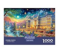 Palace with Dome, Carriage, Waterfall, Night Stars And Birds 1000-Piece Jigsaw Puzzle Dream Building - Great for Game Nights, Adults & Kids 70x50cm/1000pcs