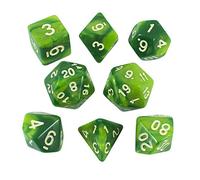 Paladin Roleplaying Marbled Green Dice - Expanded DnD Set With Extra D20 - 'Sylvan Glade'