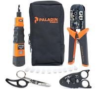 Paladin Tools PA4908 Network Tool Kit - VDV Technicians Kit - Wire Cutter, Wire Stripper, Scissors, Punchdown Tool, Plugs - RJ45 RJ11 RJ12 RJ22 (POE Ethernet)