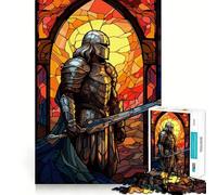 Paladin Warrior Glass Hard Jigsaw Puzzle for Adults 1000 Pieces Smart Game Home Enjoy Image Assembly Festive Gift (38x52cm)