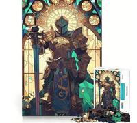 Paladin Warrior Glass Jigsaw Puzzles for Adults 1000 Piece Mind Puzzle Slow Enjoy Image Assembly Perfect Present (38x52cm)
