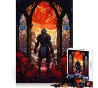 Paladin Warrior Stain Glas Jigsaw Puzzles 1000 Piece for Teenagers Cognitive Toy Calm Pastime Premium Edge Santa Wish List (50x75cm)
