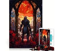 Paladin Warrior Stain Glas Jigsaw Puzzles 1000 Piece for Teenagers Reason Skill Toy Serene Time Exact Cut Amazing Present (38x26cm)