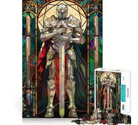 Paladin Warrior Stain Glas Jigsaw Puzzles 1000 Pieces for Teenagers Recall Boost Serene Time Smooth Cut Elegant Gift (50x75cm)