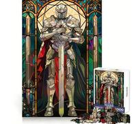 Paladin Warrior Stain Glas Jigsaw Puzzles 1000 Pieces for Teenagers Recall Boost Serene Time Smooth Cut Elegant Gift (50x75cm)