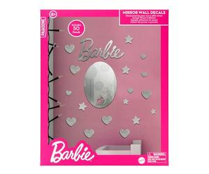 Paladone Barbie Official Licensed Mattel Mirror Wall Decals, Heart and Star Bedroom Decor and Gift for Girls, Barbie Doll Toy and Room Accessory