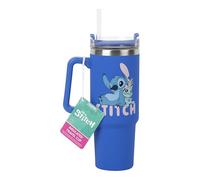 Paladone Disney Stitch 900 ml Blue Insulated Travel Cup and Straw, Officially Licensed Quencher with Handle for Iced Tea or Coffee, Pop Culture Merchandise for Fans