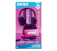 Paladone Fortnite 3-in-1 Headphone Stand and Tech Charging Station with Console Controller Cradle and 2 USB-C Ports, RGB Colour Changing Light Panel, Officially Licensed Gift for Gamers