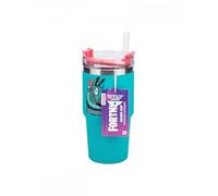 Paladone Fortnite 600ml Blue Insulated Gamer Cup and Straw, Officially Licensed Quencher Water Bottle for Hot and Cold Drinks, Tea, Coffee
