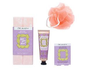 Paladone Friends Bath and Body Gift Set Includes Bath Bar, Bath Crystals, Hand Balm & Body Puff Officially Licensed Merchandise,Teal