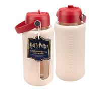 Paladone Harry Potter Glass Water Bottle with Embossed Silicone Sleeve, 800ml, Dishwasher Safe, Officially Licensed Drinkware