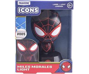 Paladone Miles Morales Spider-Man Light, Battery Powered 3D Marvel Icon Desk Light,Red and Black