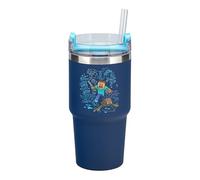 Paladone Minecraft 600ml Blue Insulated Gamer Cup and Straw, Officially Licensed Tumbler Water Bottle for Hot and Cold Drinks, Tea, Coffee,
