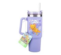 Paladone Minecraft Axolotl 900 ml Purple Insulated Cup and Straw, Officially Licensed Tumbler Travel Cup with Handle for Iced Tea or Coffee, Gaming Merchandise