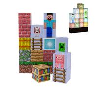 Paladone Minecraft Character Building Light - 16 Rearrangeable Light Blocks and Grass Base, Build Your Own Level