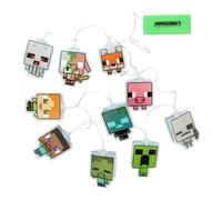 Paladone Minecraft String Lights with 10 LED Characters Including Creeper, Steve, Piglin and More, Officially Licensed Battery Powered Bedroom Décor for Boys, Girls, Teenagers, Kids, Gift for Gamers
