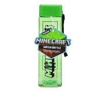 Paladone Minecraft Water Bottle - Officially Licensed Block Shaped Green Drinkware for Gamers with Carry Strap and Straw