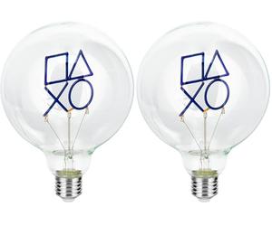 Paladone PlayStation Decorative LED Neon E27 Screw Bulb - Add to Any Edison Compatible Lamp, Officially Licensed Gaming Collectible Gift, for Bedrooms & Homes (Pack of 2)