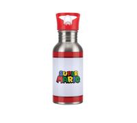 Super Mario Metal Water Bottle with Straw - Officially Licensed Nintendo Stainless Steel Drinks Bottle, Novelty Gift for Retro Gamers, 450 ml (16 fl oz) | Paladone
