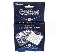Paladone Trivial Pursuit Question Card Coasters | 20 Drink Coasters With Questions | 120 Trivia Questions & Answers | 6 Classic Trivial Pursuit Categories | Party Drink Games