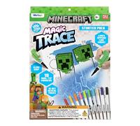 Paladone WeCool Minecraft Magic Trace Starter Pack, Official Light-Up Colouring Activity Set with 16 Tracing Pages, 10 Dual-Tip Markers, 1 Glow Grip Line Reveal Tool, Arts & Craft Kit for Kids 6+