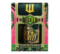 Wicked Movie Glass Mug & Socks Gift Set - Officially Licensed Disney Gift Fans, Green Tinted Defy Gravity Mug & Cozy Emerald City Ankle Socks | Paladone