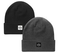 Paladoo Knit Beanie Hat for Men/Women 2Pack, 2pack Black/Heather Grey, One Size